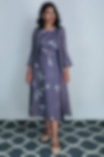 Lavender Printed Dress With Jacket by Arcvsh by Pallavi Singh
