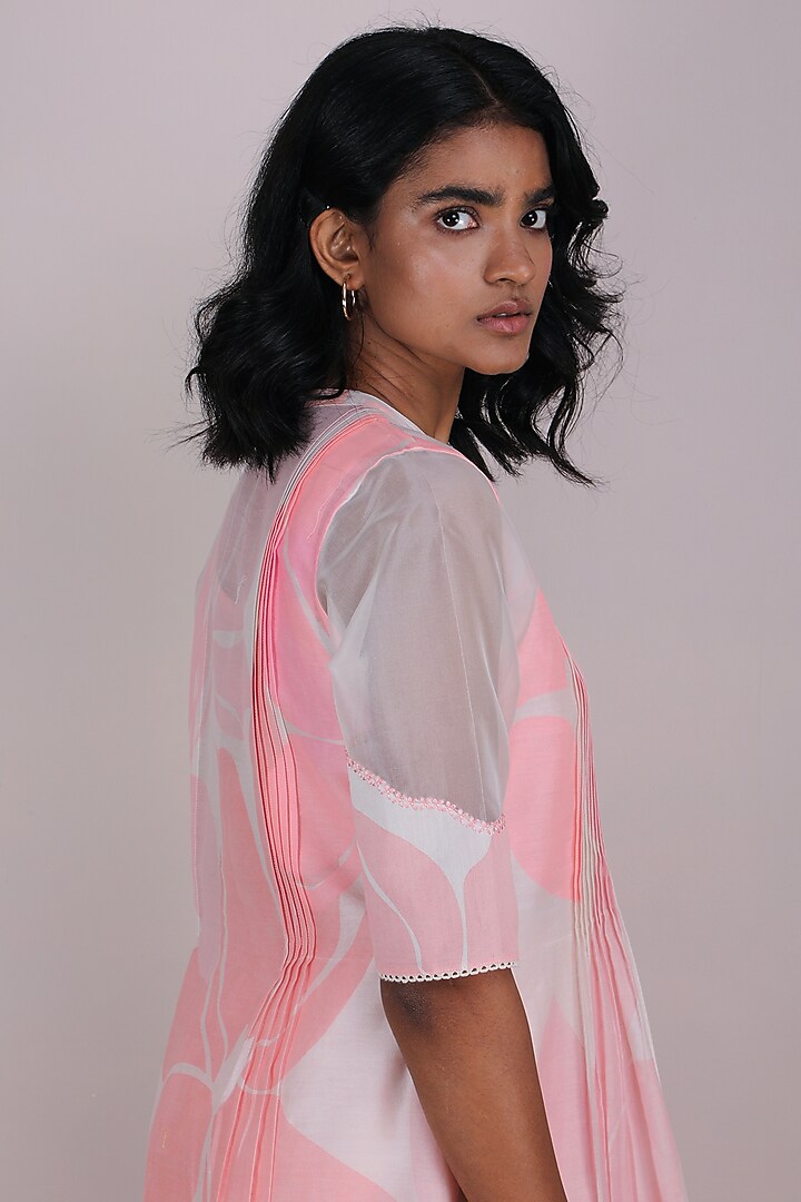 Pink Rose Printed Pleated Summer Dress by Arcvsh by Pallavi Singh at Pernia's Pop Up Shop