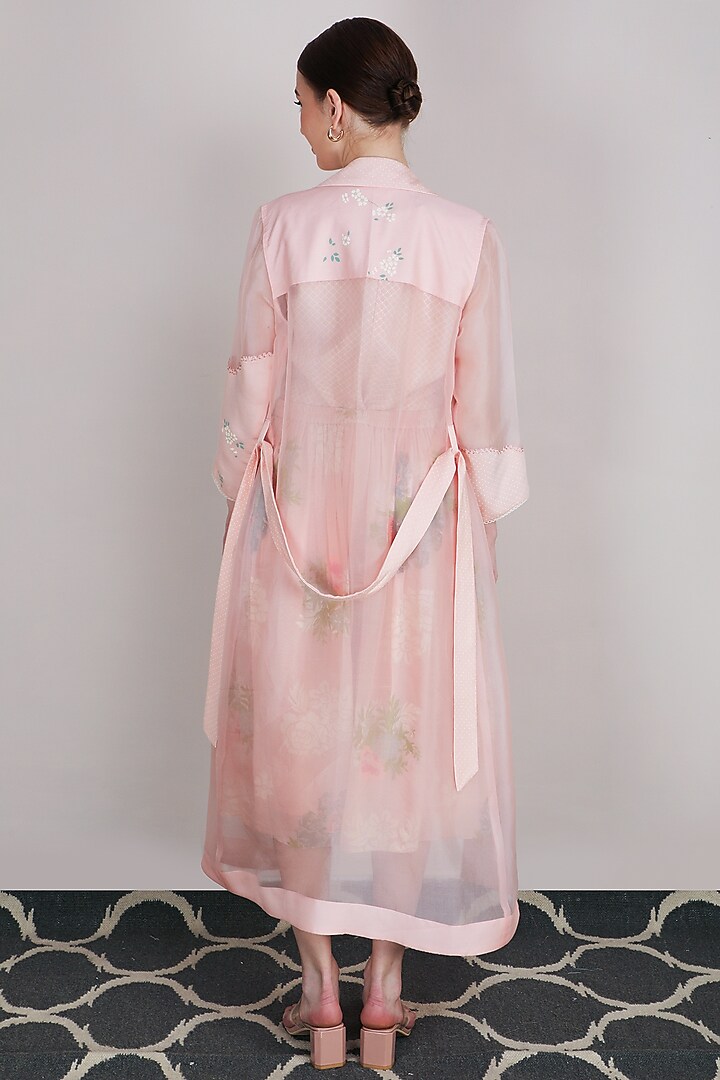 Rose Pink Machine Embroidered Skirt Set by Arcvsh by Pallavi Singh at Pernia's Pop Up Shop