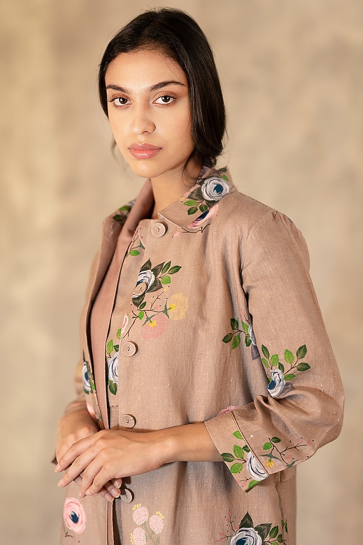 Almond Embroidered Jacket by Arcvsh by Pallavi Singh at Pernia's Pop Up Shop