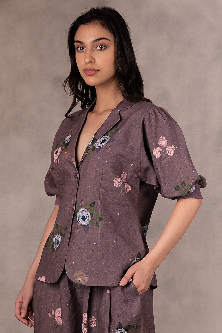 Grape Berry Printed Jacket by Arcvsh by Pallavi Singh at Pernia's Pop Up Shop