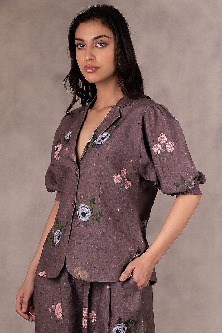 Grape Berry Embroidered Jacket Set by Arcvsh by Pallavi Singh at Pernia's Pop Up Shop