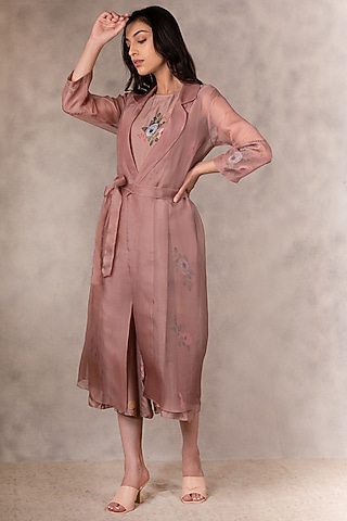 Almond Printed Jumpsuit With Jacket by Arcvsh by Pallavi Singh