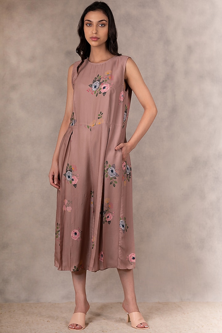 Almond Printed Jumpsuit With Jacket by Arcvsh by Pallavi Singh at Pernia's Pop Up Shop