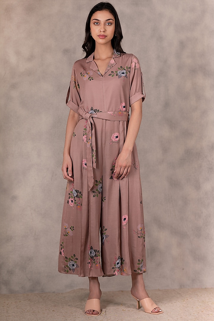 Almond Embroidered Jumpsuit by Arcvsh by Pallavi Singh at Pernia's Pop Up Shop