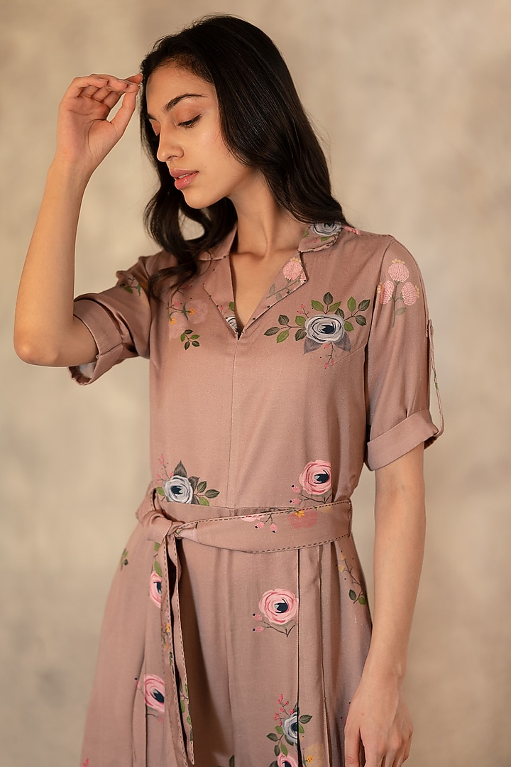 Almond Embroidered Jumpsuit by Arcvsh by Pallavi Singh at Pernia's Pop Up Shop