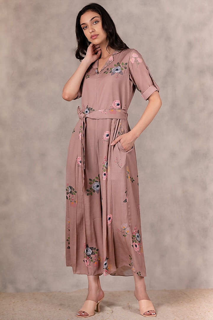 Almond Embroidered Jumpsuit by Arcvsh by Pallavi Singh at Pernia's Pop Up Shop