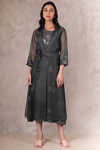 Forest Green Printed Jacket Dress by Arcvsh by Pallavi Singh