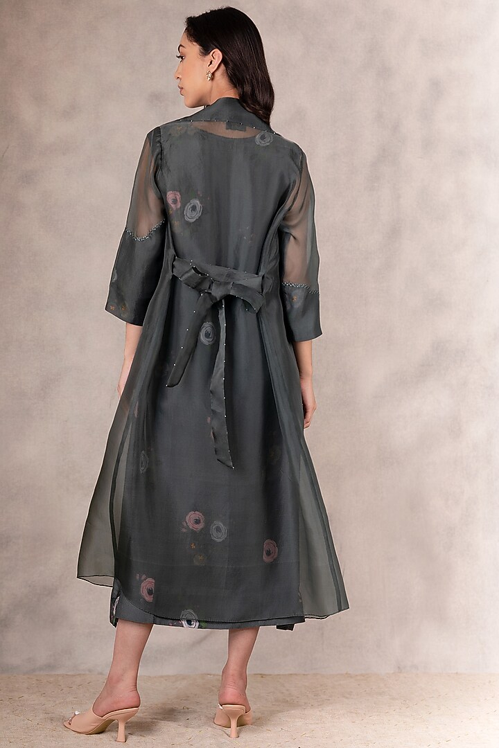 Forest Green Printed Jacket Vacation Dress by Arcvsh by Pallavi Singh at Pernia's Pop Up Shop
