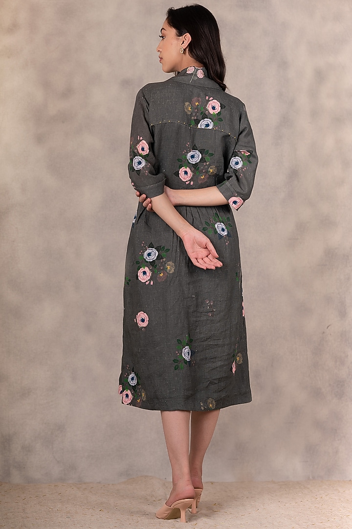 Forest Green Printed Summer Shirt Dress by Arcvsh by Pallavi Singh at Pernia's Pop Up Shop