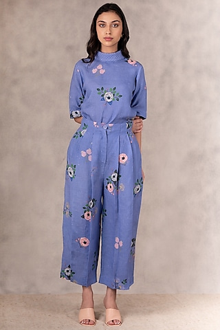 Twilight Blue Printed Co-Ord Set by Arcvsh by Pallavi Singh