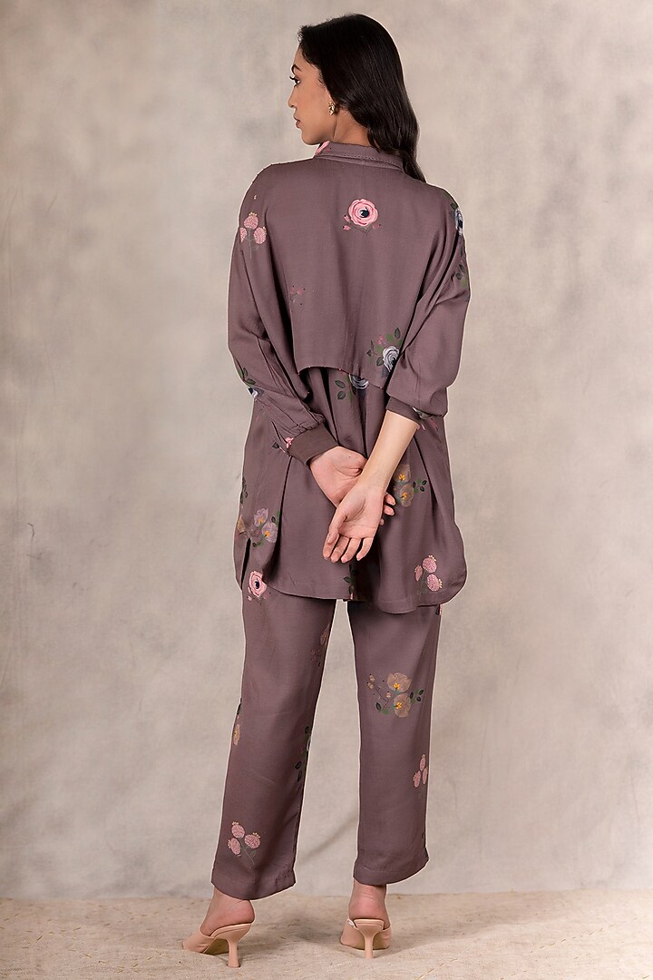 Coffee Printed & Embroidered Shirt by Arcvsh by Pallavi Singh at Pernia's Pop Up Shop