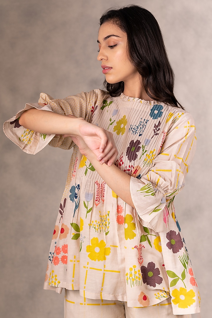 Sand Hand Block Printed Top by Arcvsh by Pallavi Singh at Pernia's Pop Up Shop