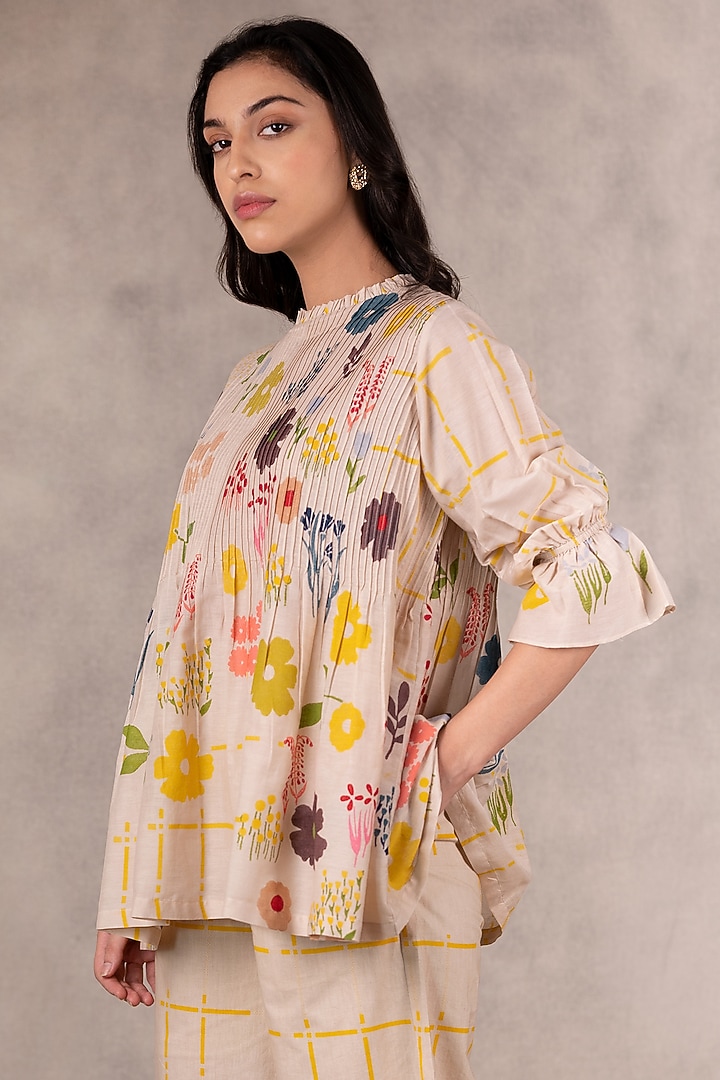 Sand Cotton Silk & Linen Co-Ord Set by Arcvsh by Pallavi Singh at Pernia's Pop Up Shop