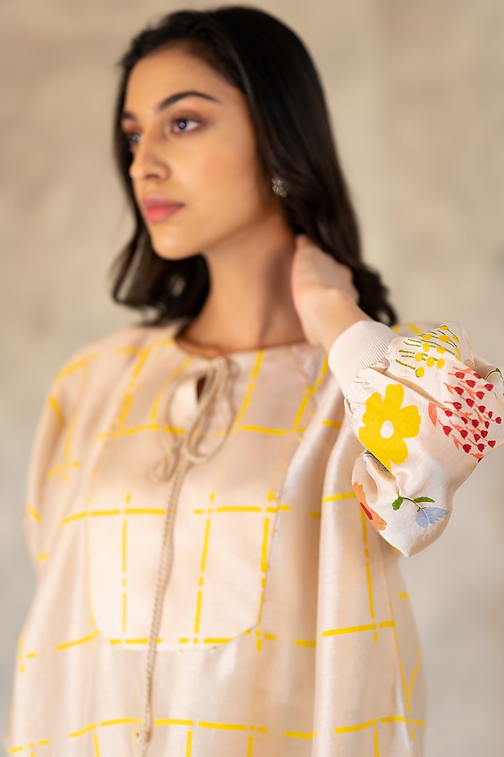 Sand Hand Block Printed Long Top by Arcvsh by Pallavi Singh at Pernia's Pop Up Shop