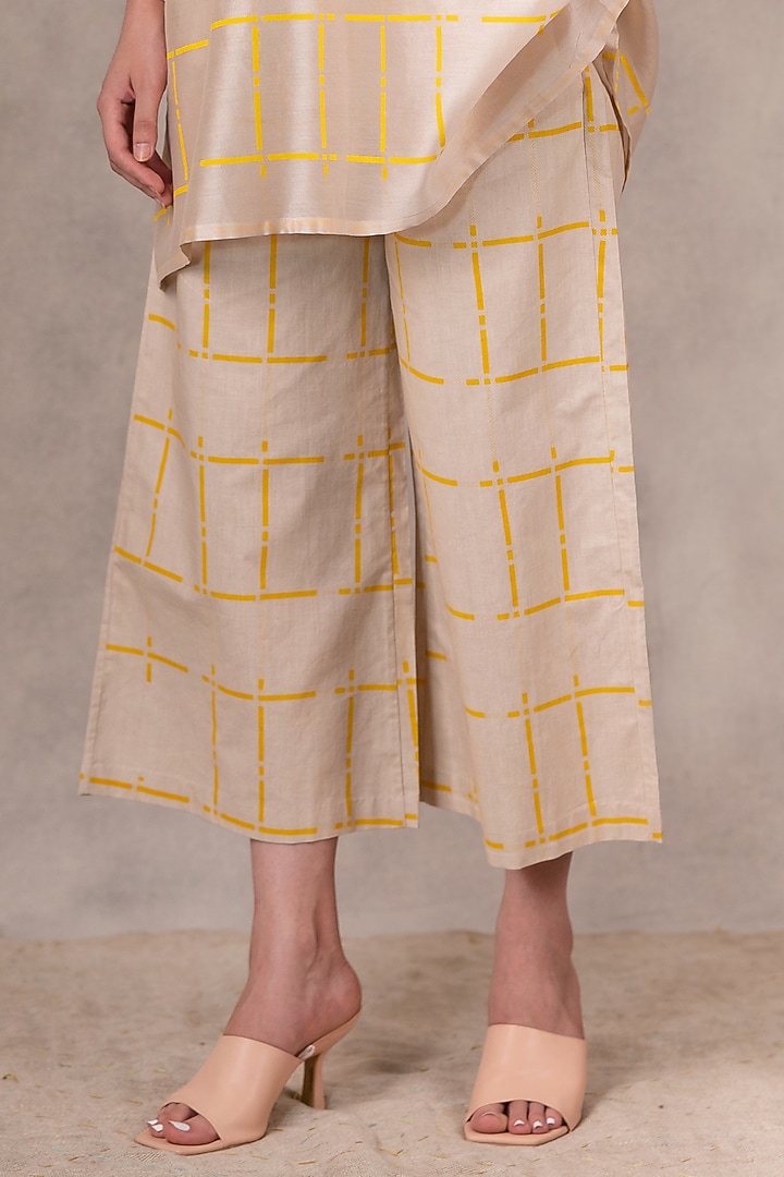 Sand Hand Block Printed Pants by Arcvsh by Pallavi Singh at Pernia's Pop Up Shop