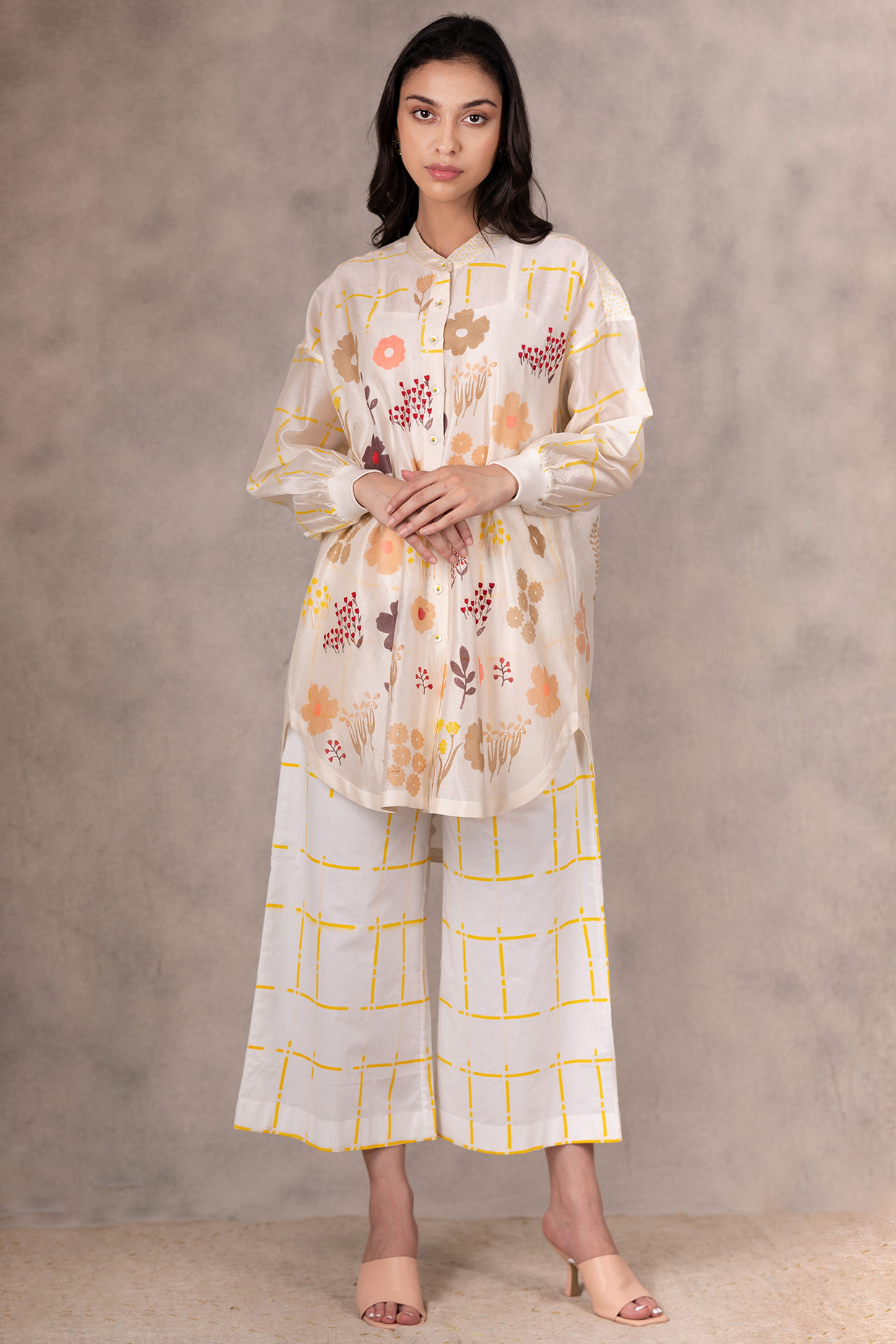 Ivory Hand Block Printed Co-Ord Set by Arcvsh by Pallavi Singh at Pernia's Pop Up Shop