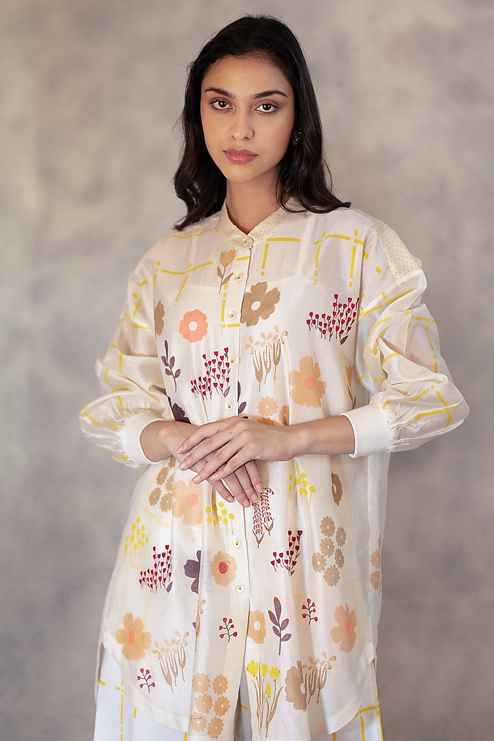 Ivory Hand Block Printed Co-Ord Set by Arcvsh by Pallavi Singh at Pernia's Pop Up Shop