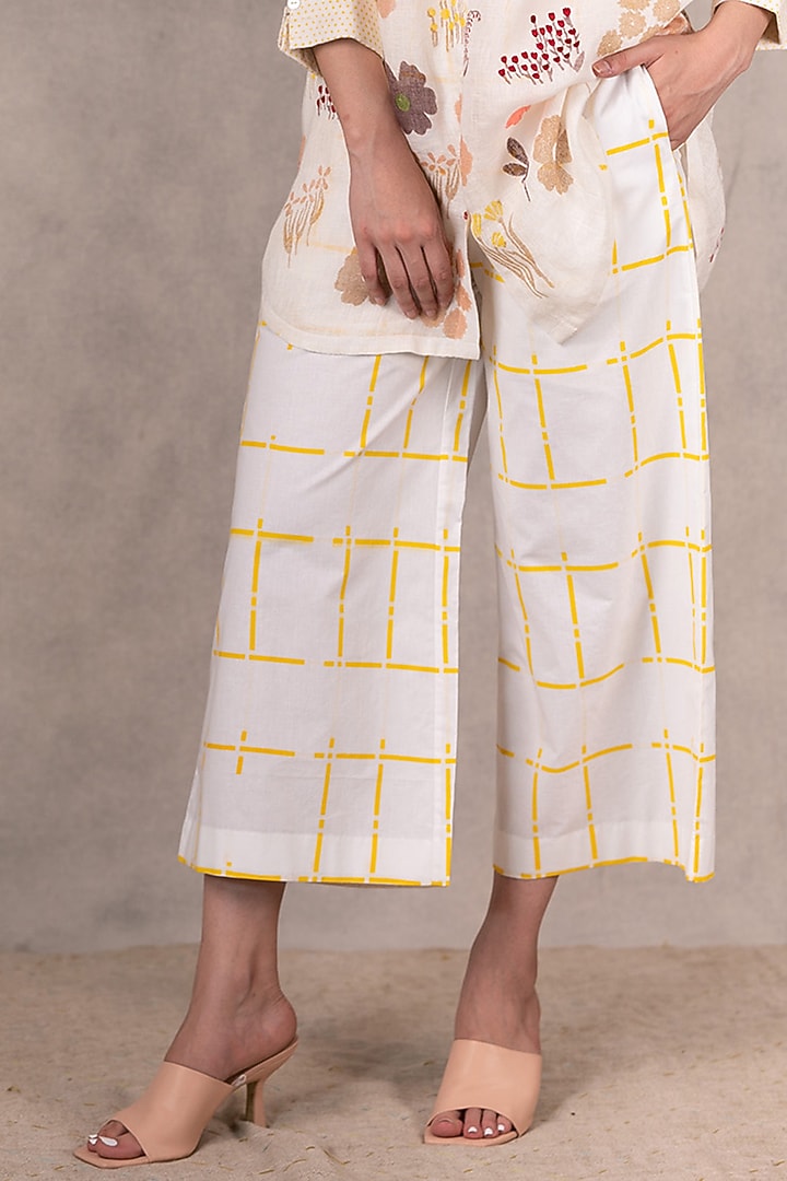 Ivory Printed Pants by Arcvsh by Pallavi Singh at Pernia's Pop Up Shop