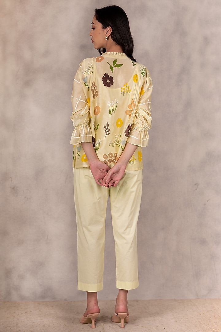 Yellow Hand Block Printed Top by Arcvsh by Pallavi Singh at Pernia's Pop Up Shop