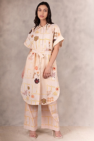 Peach Printed & Embroidered Tunic by Arcvsh by Pallavi Singh