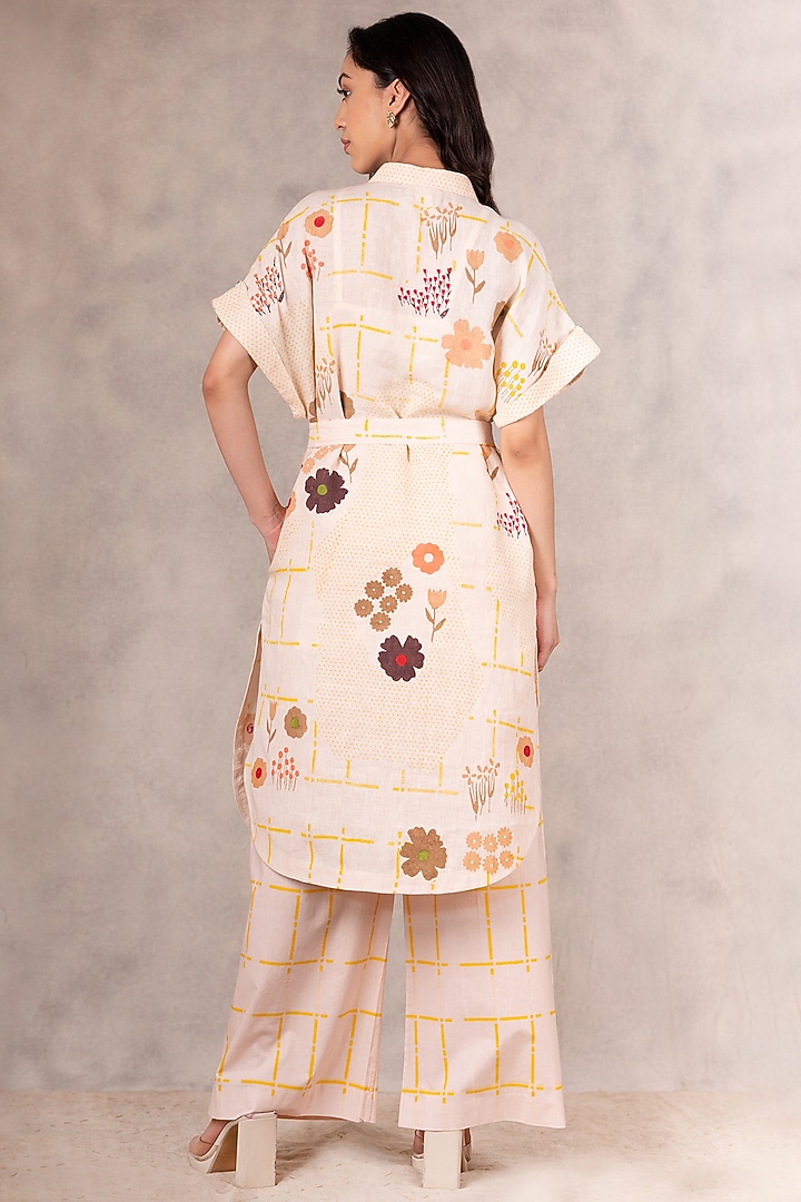 Peach Printed Flared Pants by Arcvsh by Pallavi Singh at Pernia's Pop Up Shop