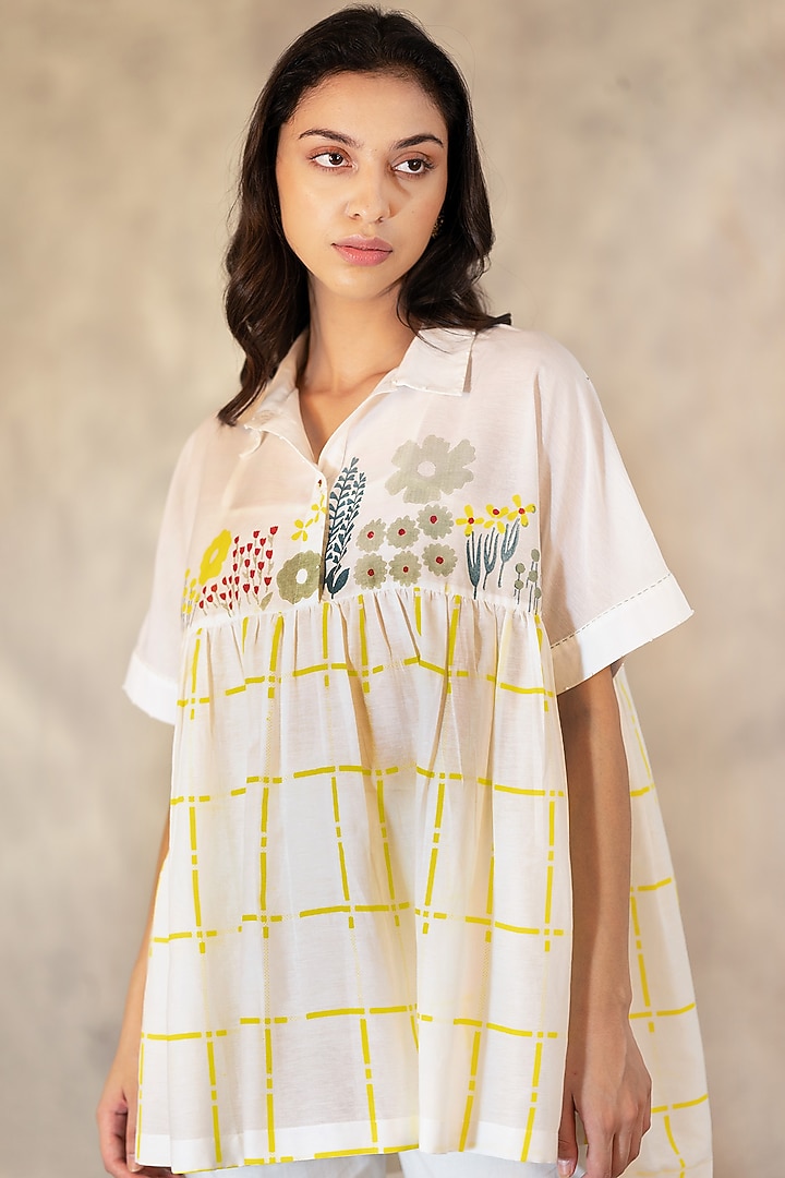 Ivory Hand Block Printed Top by Arcvsh by Pallavi Singh at Pernia's Pop Up Shop