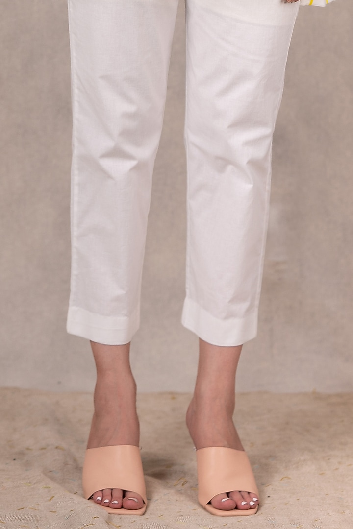 White Linen Straight Pants by Arcvsh by Pallavi Singh at Pernia's Pop Up Shop