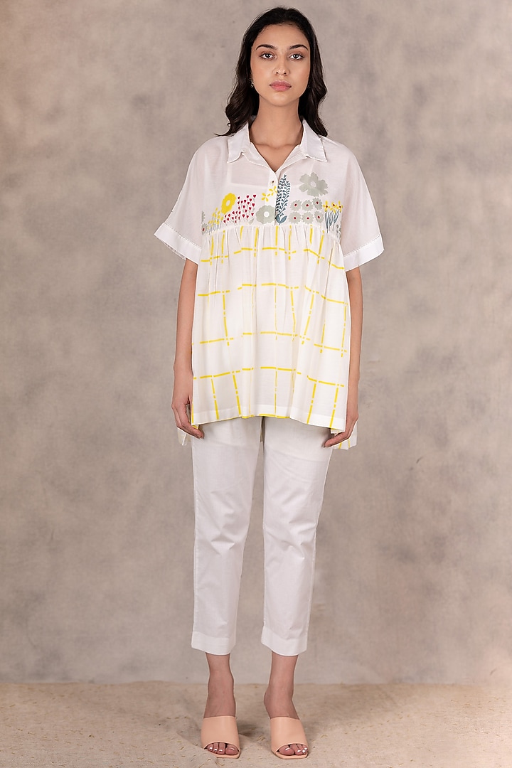 Ivory Cotton Silk Co-Ord Set by Arcvsh by Pallavi Singh at Pernia's Pop Up Shop
