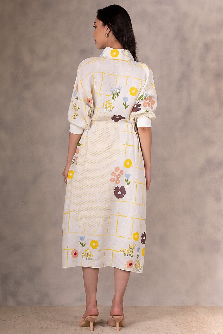 Ivory Floral Printed Summer Dress by Arcvsh by Pallavi Singh at Pernia's Pop Up Shop