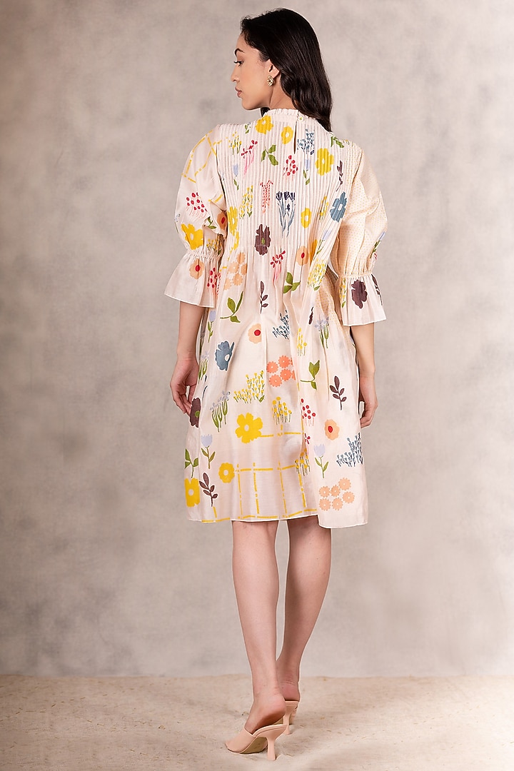 Peach Floral Printed Summer Dress by Arcvsh by Pallavi Singh at Pernia's Pop Up Shop