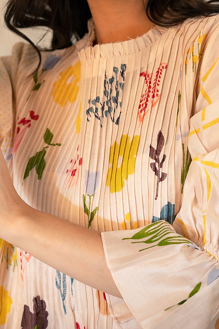 Peach Floral Printed Summer Dress by Arcvsh by Pallavi Singh at Pernia's Pop Up Shop
