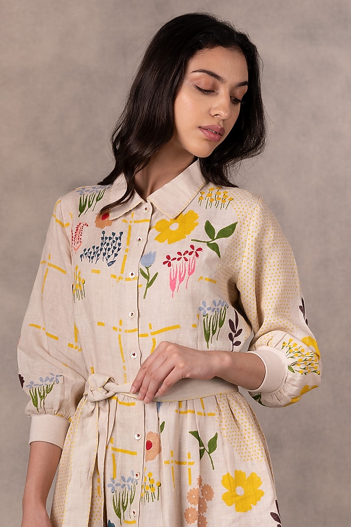 Sand Printed Tiered Vacation Dress by Arcvsh by Pallavi Singh at Pernia's Pop Up Shop