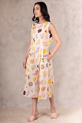 Peach Hand Block Printed Jumpsuit by Arcvsh by Pallavi Singh
