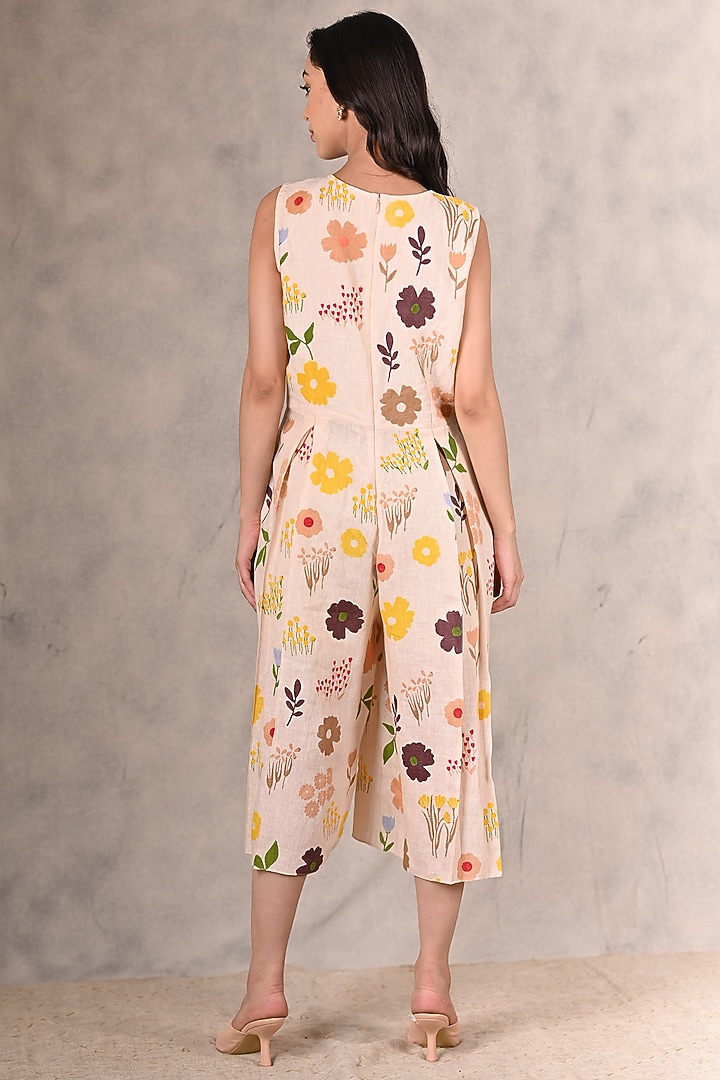 Peach Hand Block Printed Jumpsuit by Arcvsh by Pallavi Singh at Pernia's Pop Up Shop