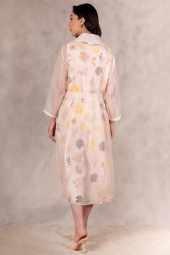 Peach Floral Printed Jumpsuit With Jacket by Arcvsh by Pallavi Singh at Pernia's Pop Up Shop
