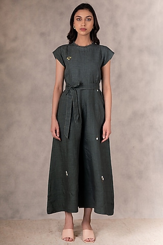 Forest Green Embroidered Jumpsuit by Arcvsh by Pallavi Singh