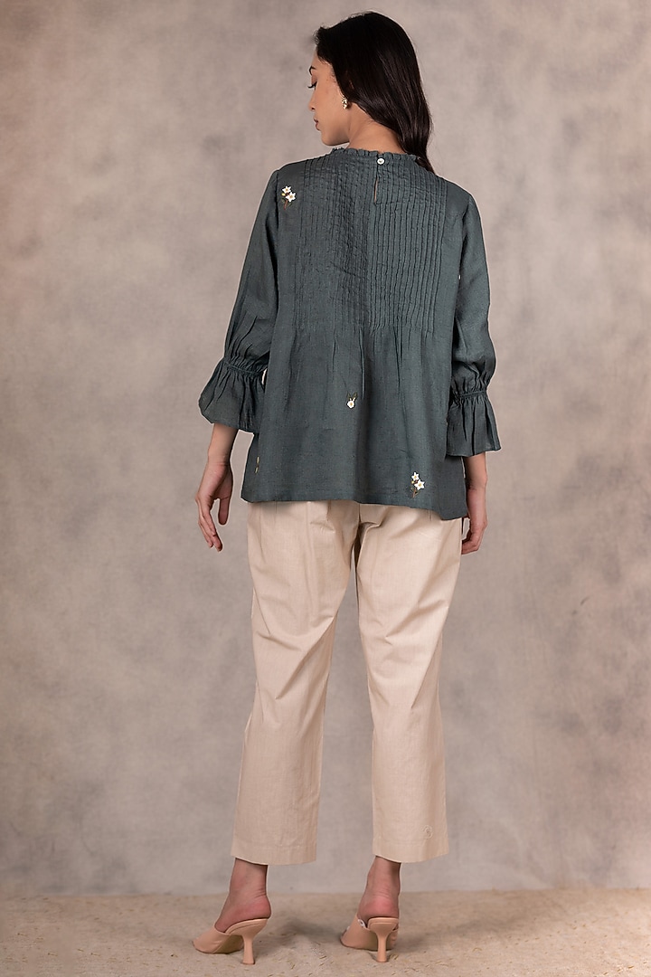 Sand Linen Straight Pants by Arcvsh by Pallavi Singh at Pernia's Pop Up Shop