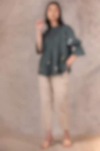 Forest Green & Sand Linen Co-Ord Set by Arcvsh by Pallavi Singh at Pernia's Pop Up Shop