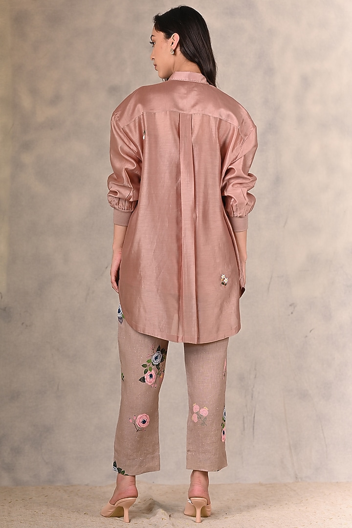 Almond Hand Embroidered Shirt by Arcvsh by Pallavi Singh at Pernia's Pop Up Shop
