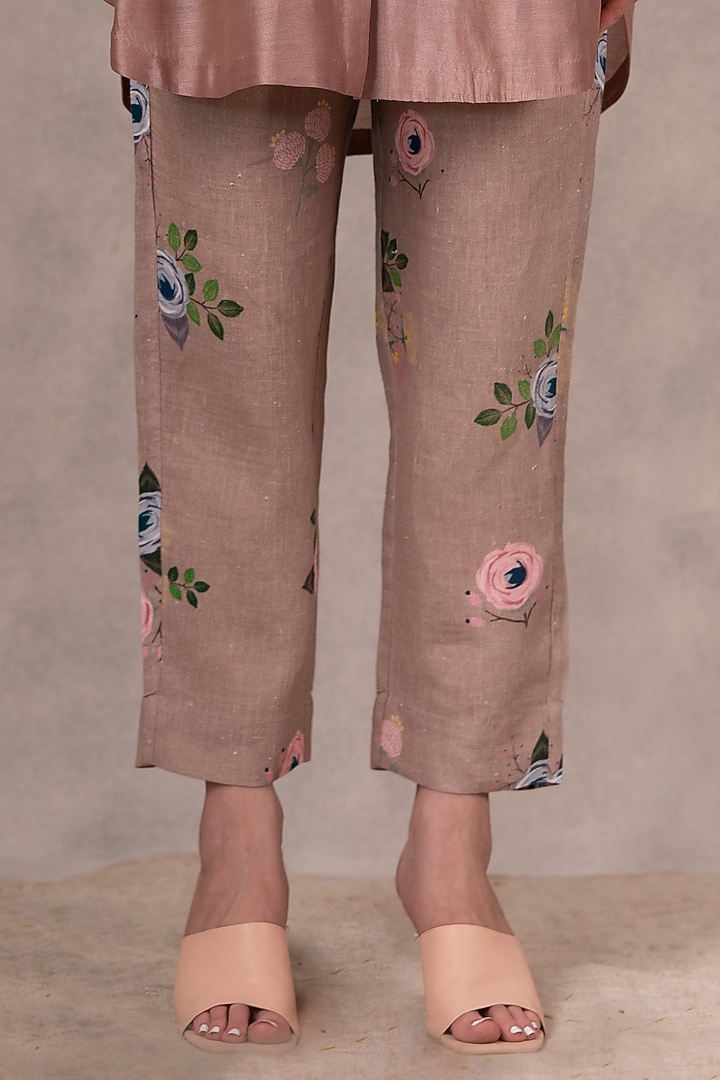 Almond Printed Straight Pants by Arcvsh by Pallavi Singh at Pernia's Pop Up Shop