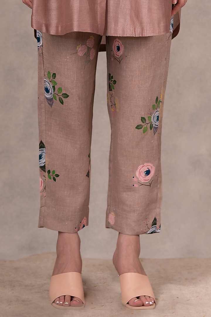 Almond Chanderi & Linen Co-Ord Set by Arcvsh by Pallavi Singh at Pernia's Pop Up Shop