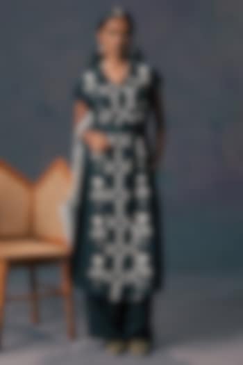 Indigo Linen Printed Co-Ord Set by Arcvsh by Pallavi Singh at Pernia's Pop Up Shop