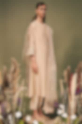 Beige Banarasi Brocade Gota Patti Embroidered Tunic Set by Arcvsh by Pallavi Singh at Pernia's Pop Up Shop