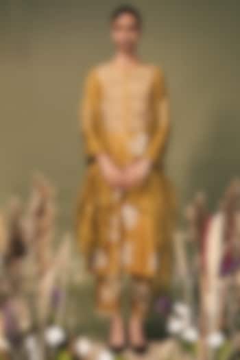 Moss Green Mulberry Silk Printed & Embroidered Tunic Set by Arcvsh by Pallavi Singh at Pernia's Pop Up Shop