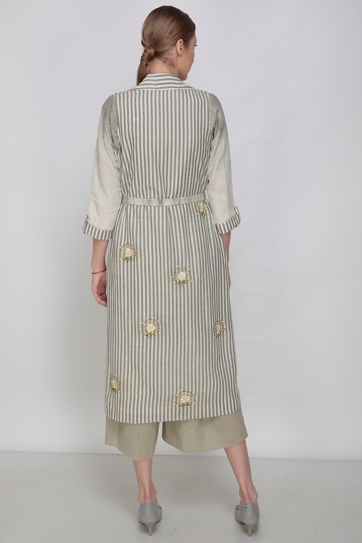 Grey Jumpsuit With Embroidered Jacket  by Arcvsh by Pallavi Singh at Pernia's Pop Up Shop