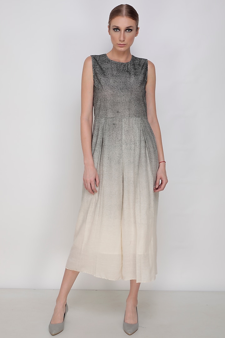 Grey Hand Painted Jumpsuit With Jacket by Arcvsh by Pallavi Singh at Pernia's Pop Up Shop