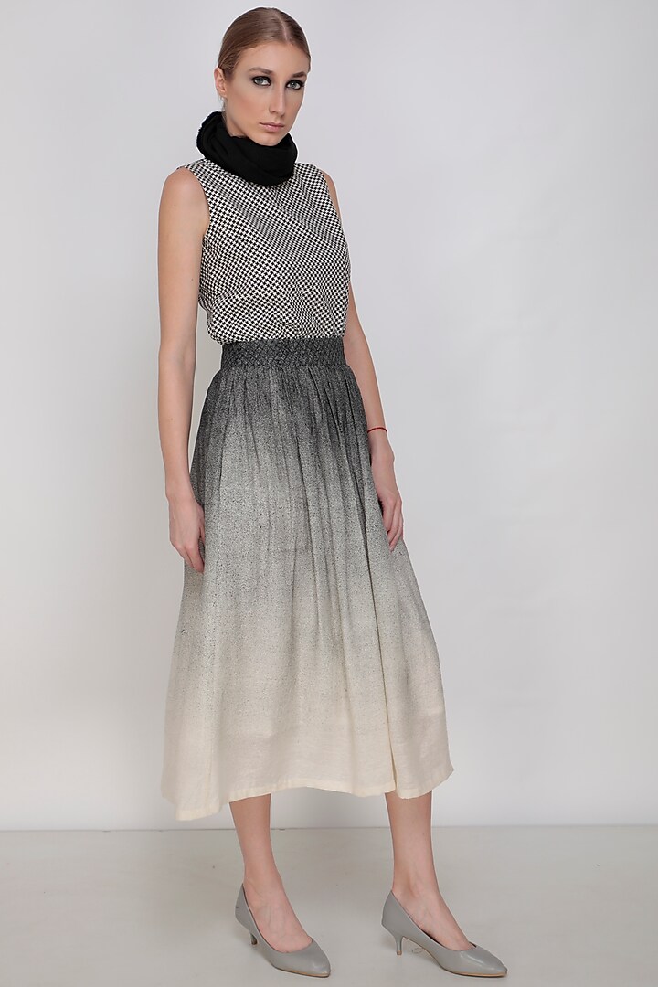 Black Printed Top With Skirt by Arcvsh by Pallavi Singh at Pernia's Pop Up Shop