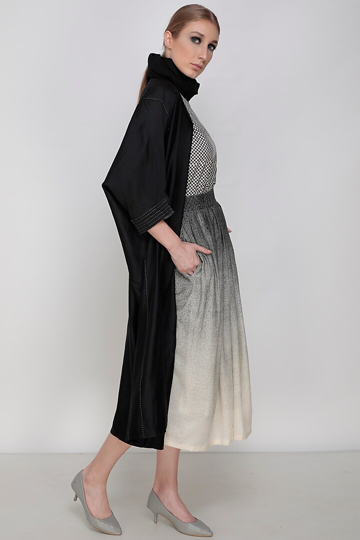 Black Printed Top With Skirt & Throwon by Arcvsh by Pallavi Singh at Pernia's Pop Up Shop