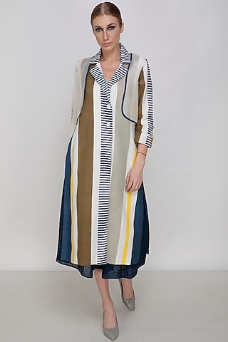 Multi Colored Striped Jacket Set by Arcvsh by Pallavi Singh